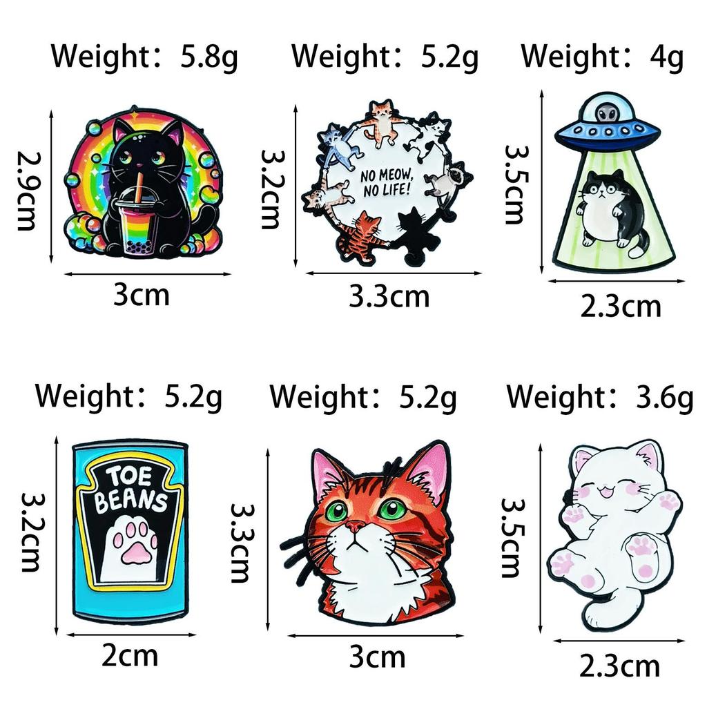 Cartoon Cat Brooch: Creative Alloy Enamel Badge for Backpack or Clothing