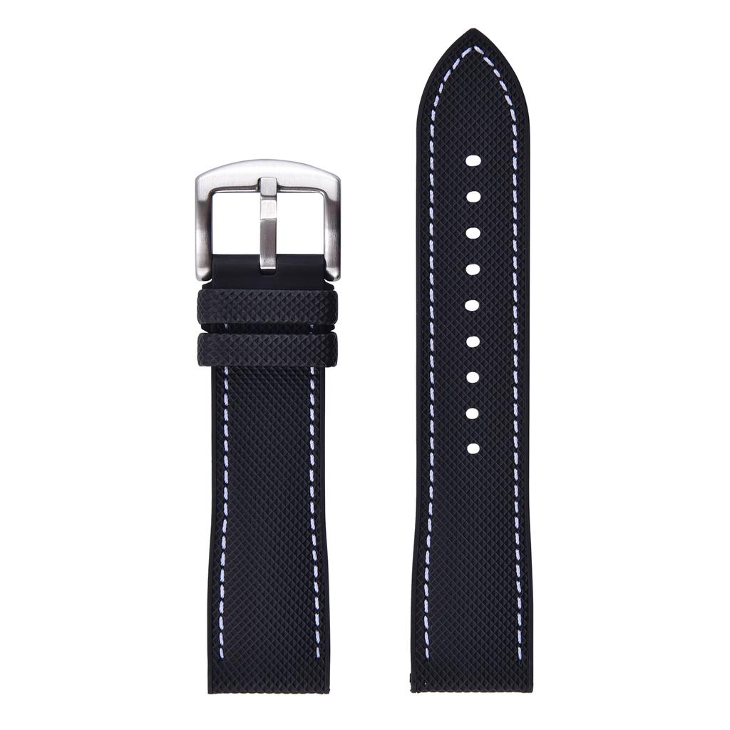 Premium Hybrid Leather FKM Sailcloth Watch Strap 18mm 20mm 22mm 24mm Fluoro Rubber Leather Watchband For Each Brand Diving Watch