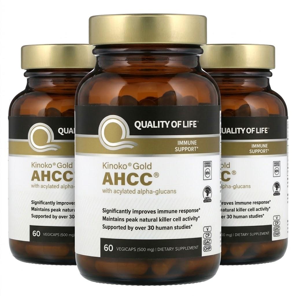 Kinoko Gold AHCC® Supplement - Premium Immune Support with Acylated Alpha-Glucans for NK Cell Activity (60 Vegicaps)