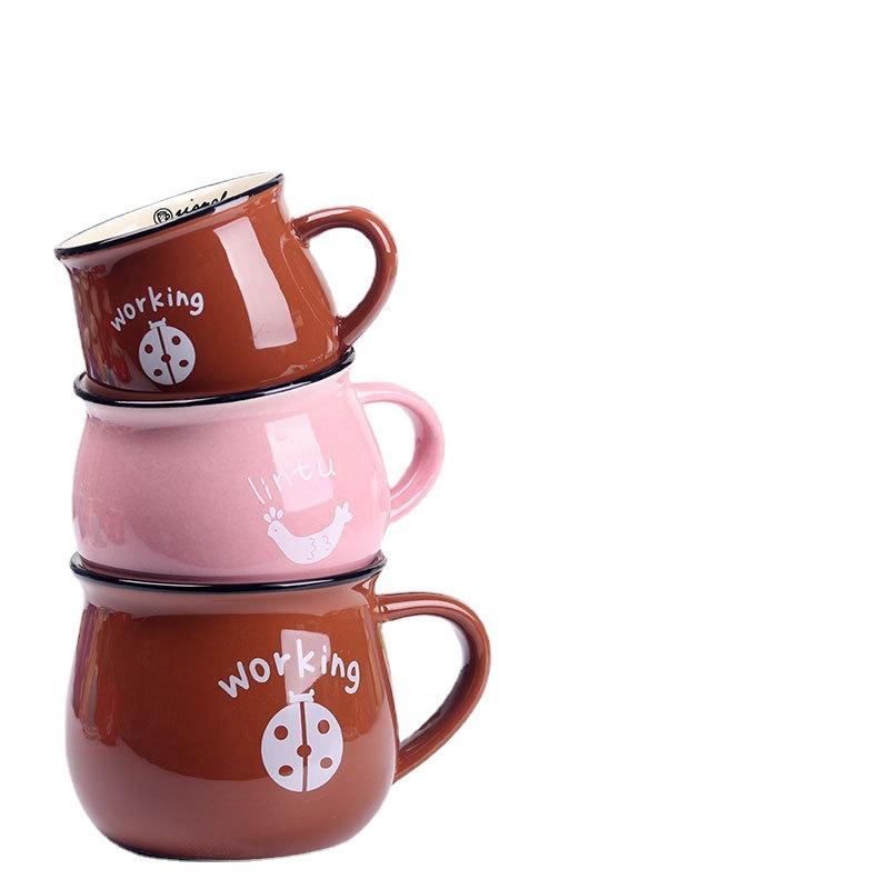 Creative Japanese Ceramic Cup Gifts, Big Belly Cup Breakfast Cup Milk Coffee Cup Color Glaze