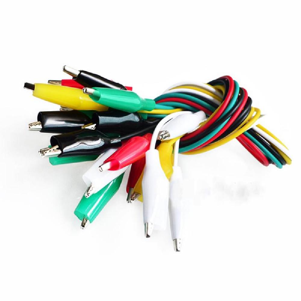 Crocodile Croc Clip Coloured Test Leads Double Ended Kit 40cm 10pcs Alligator