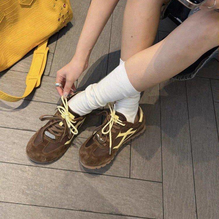 [Zhang Jingyi of the same style] Silver Grotesque Planet retro contrasting color German training shoes women's 2025 autumn new casual shoes