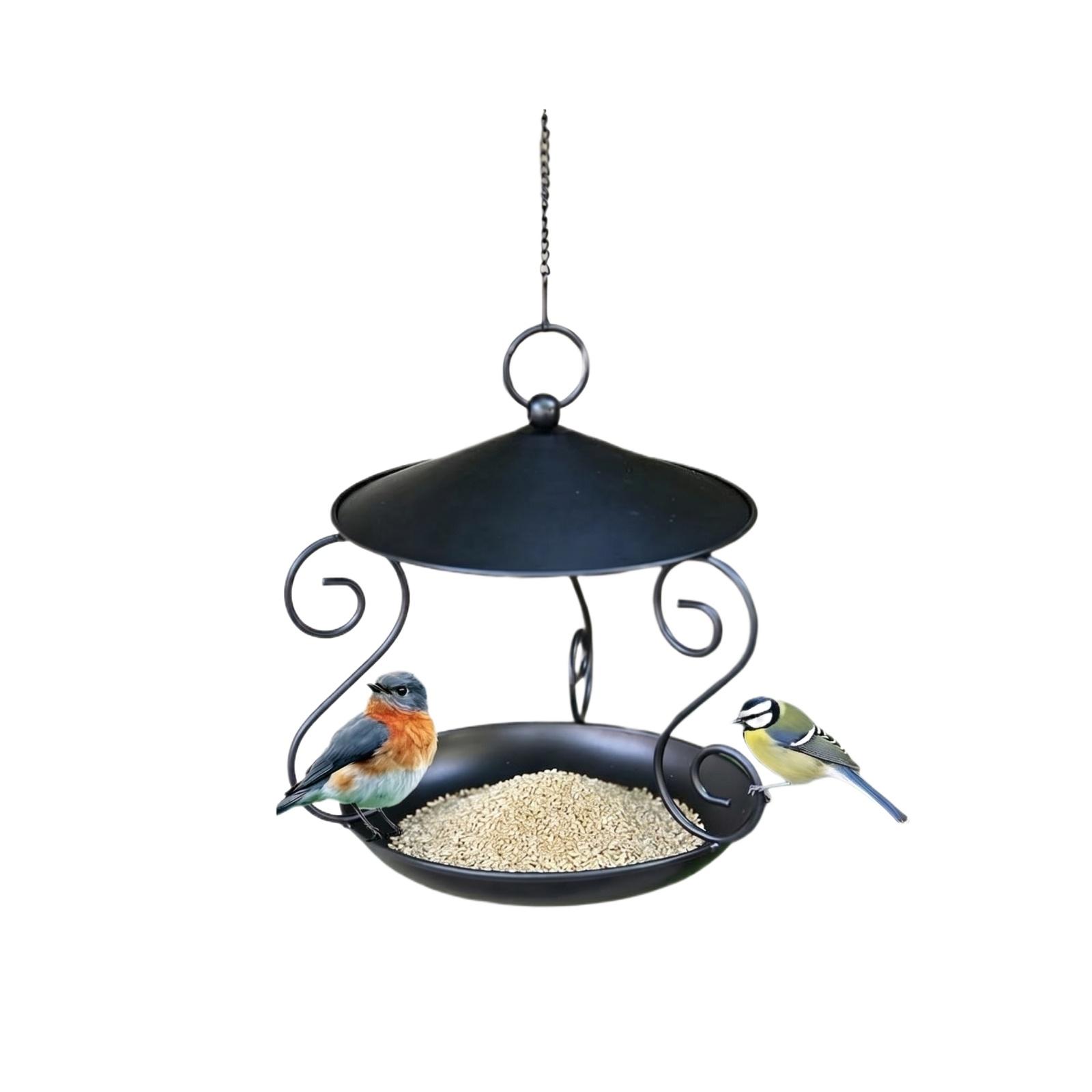 

Wrought Iron Circular Bird Feeder, Outdoor Garden Balcony Hanging Automatic Garden Feeder One Size