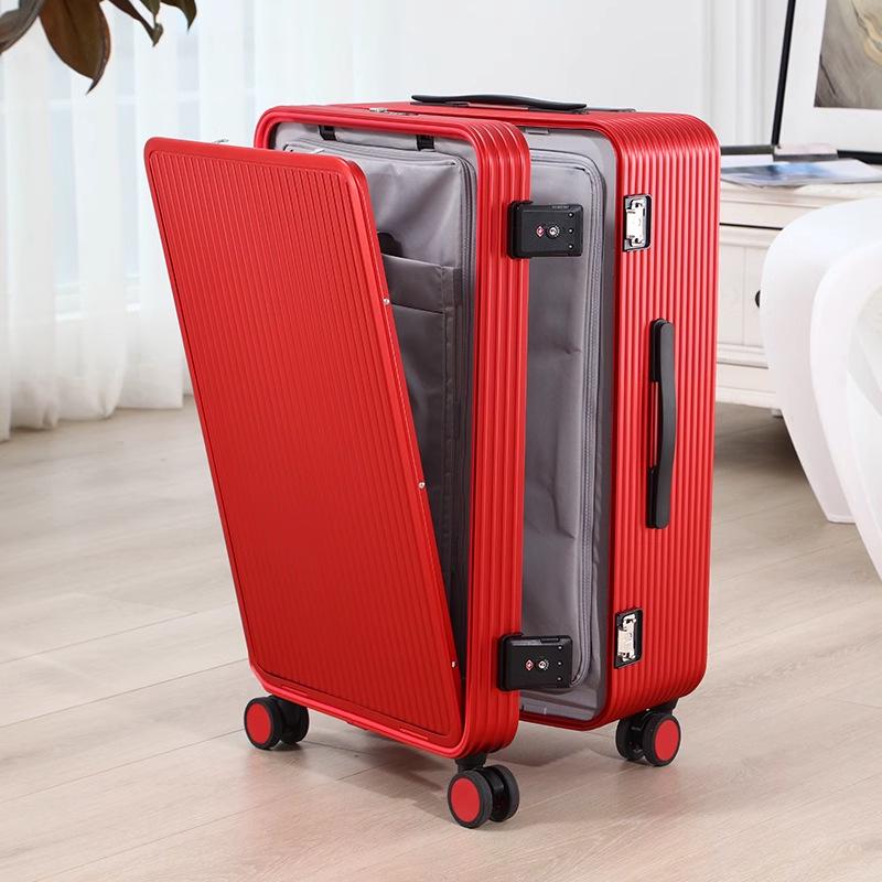 20" Aluminum-Magnesium Alloy Carry-On Suitcase with Front & Side Opening, Metal Pull Rod, and 24" Combination Lock.
