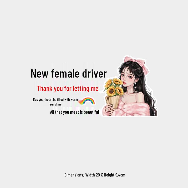 New Female Driver Fun Reflective Waterproof Car Stickers – Rear Windshield Sun Protection