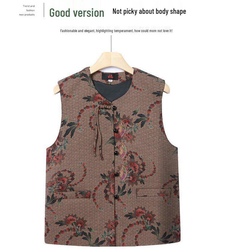 Lente Vest in Chinese Tang-stijl voor Vrouwen van Middelbare Leeftijd en Ouderen