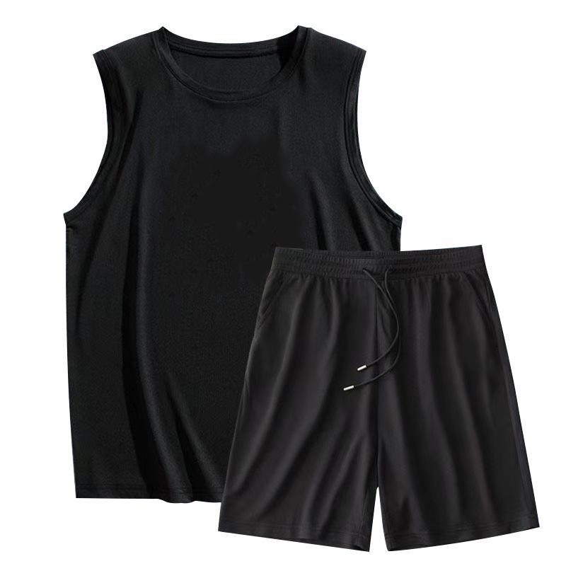 2025 Summer Casual Mesh Sleeveless Men’s Set with Loose Five-Point Shorts - Hong Kong Style