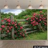 2D Bauernhaus Rosenzaun Kulisse Kletternde Rosa Rosen Fotografie Banner