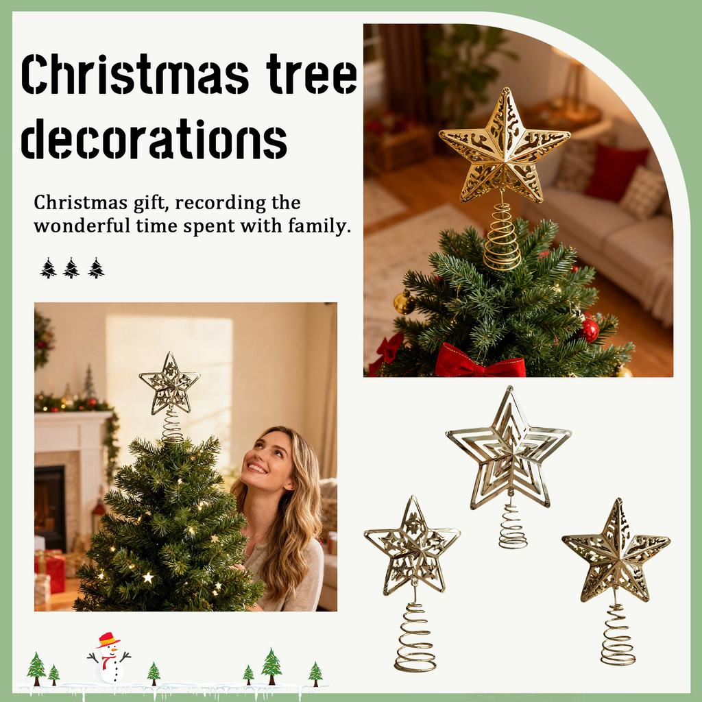 Iron Tree Top Star Christmas Tree Golden Five-pointed Star Decoration Christmas Decoration Ornaments