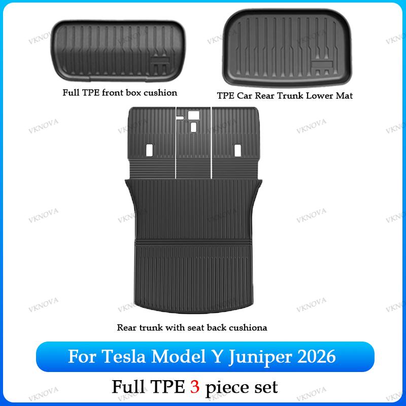 For Tesla New Model Y Juniper Premium/Performance 2026+ TPE Floor Mats Luggage Mat Wear-resistant Foot Pads ModelY Trunk Mats