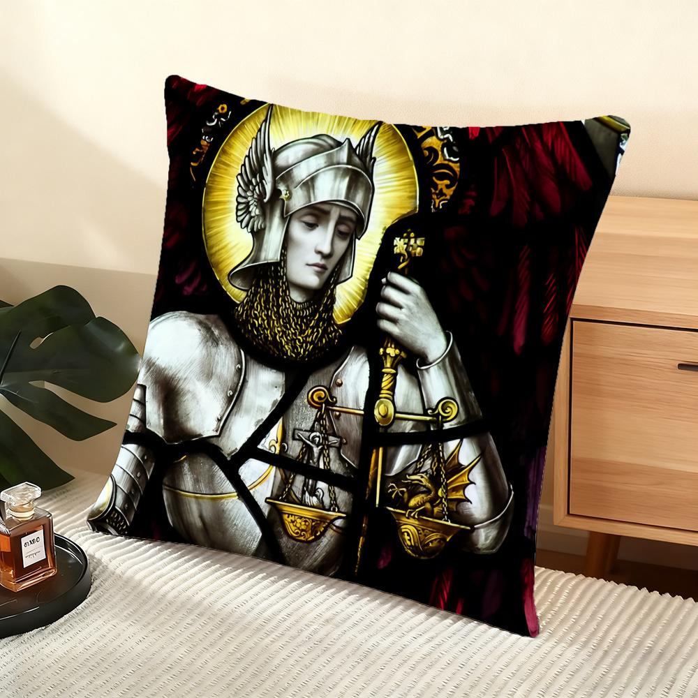 Archangel St Michael Cushion Cover Soft Short Plush Pillow Cover Smooth Cozy Texture Aesthetic Cushion Case Home Decor