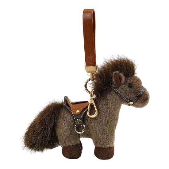 Year of The Horse Plush Keychain Soft Mini Pony with Saddle Cute Bag Charm Car Decoration Gift for 2026 Lunar New Year & Animal Lovers