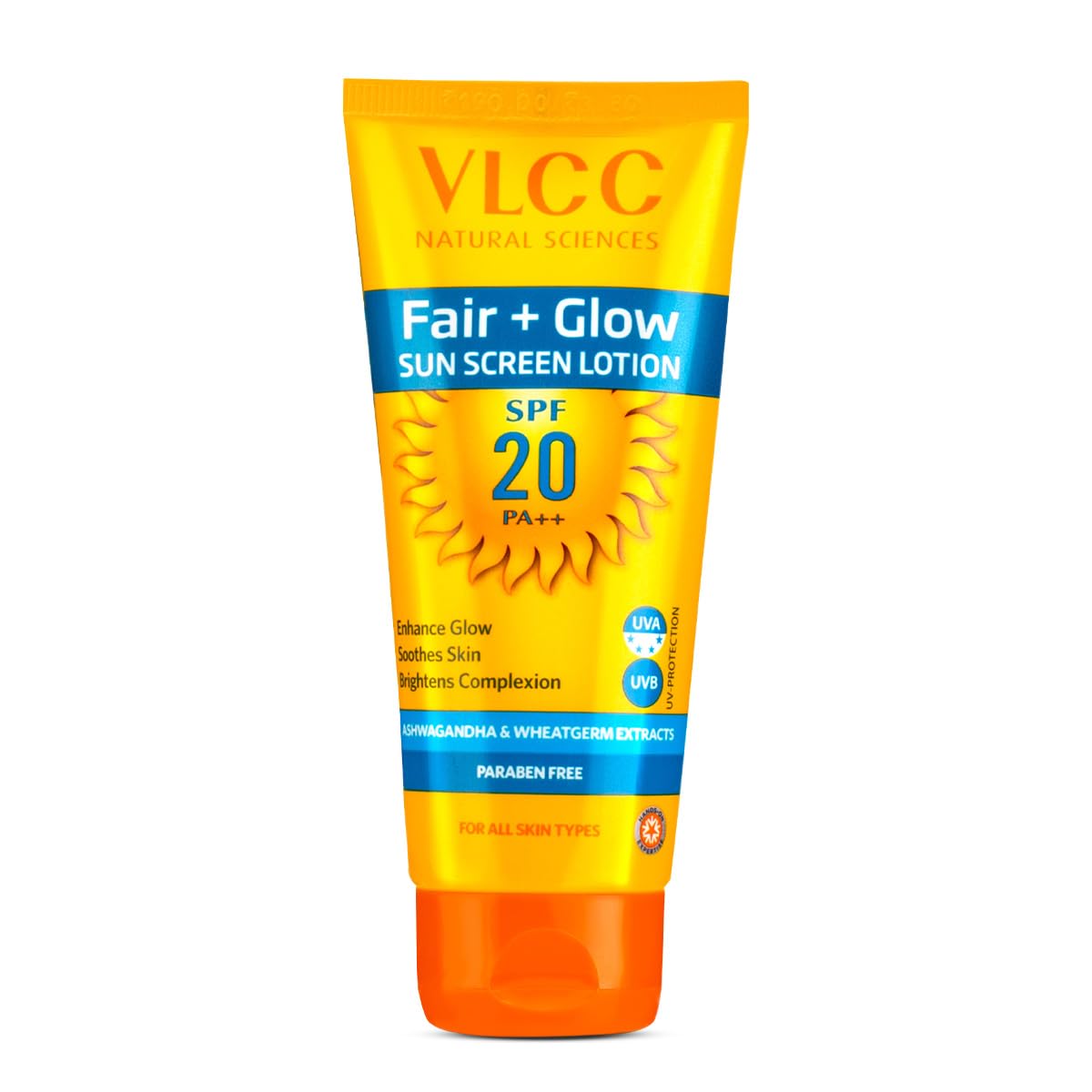 

VLCC Fair + Glow Sunscreen Lotion SPF 20 PA++ 50 ml Non Greasy Brightening Sun Protection Zero White Cast Daily Use