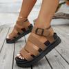 Summer Ladies Fashionable Thick Bottom Platform Sandals Wear Resistant Anti Slip Outdoor Unique Style Flat Heel Roman Style Sand