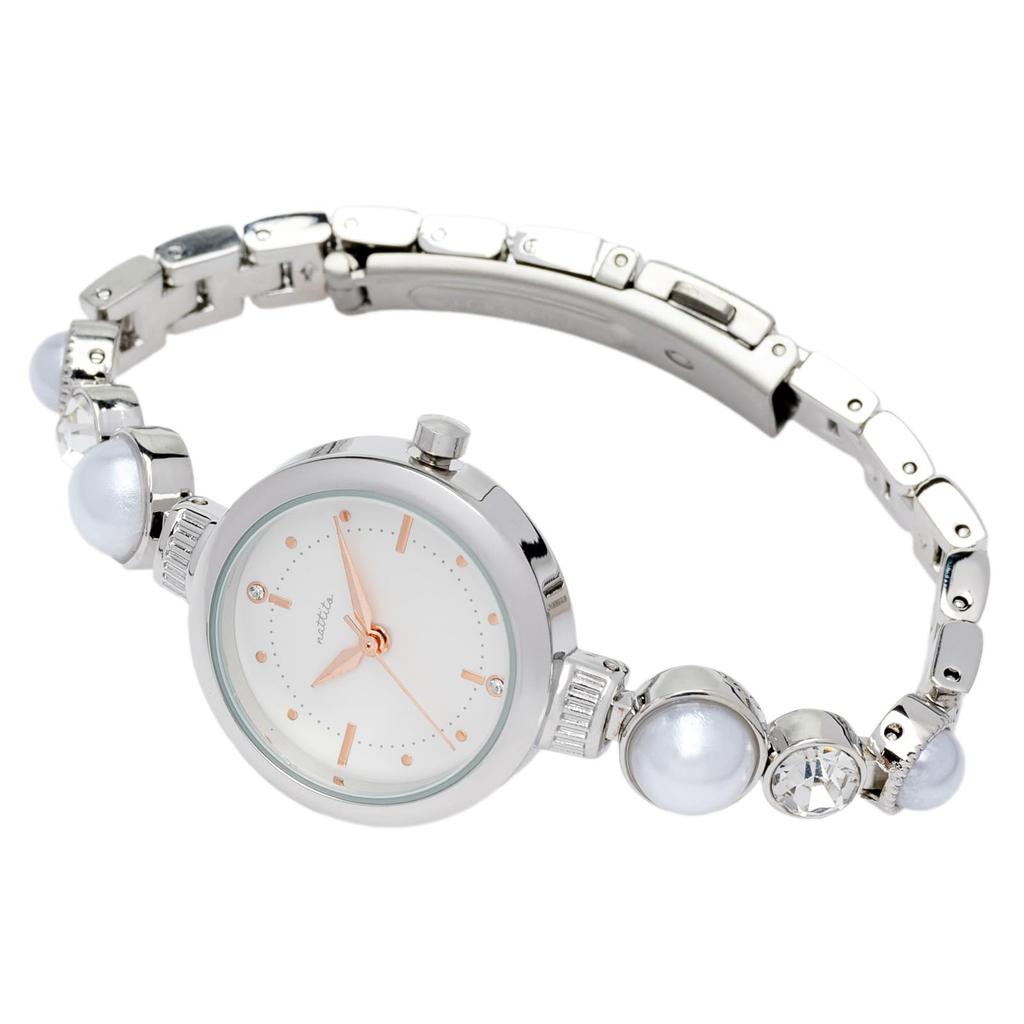 Fieldwork Analog Watch with Metal Band and and Mepal Women's Bracelet, Stone, Pearl, Silver, ST297-1