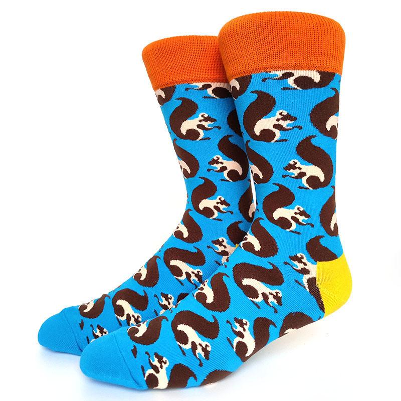 Novelty Happy Funny Men Graphic Socks Cotton Poker Corgi Frog Crazy Burger Piranh Wolf Avocado Eagle Sock