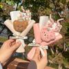 Graduation Artificial Flower Bouquet Mini Plush Teddy Bear Bouquet Floral Arrangements Gift for Birthday Wedding Party Favors