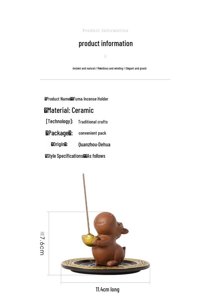 Creative Zisha Fu Ma Incense Burner for Home, Desktop, or Teahouse Decor