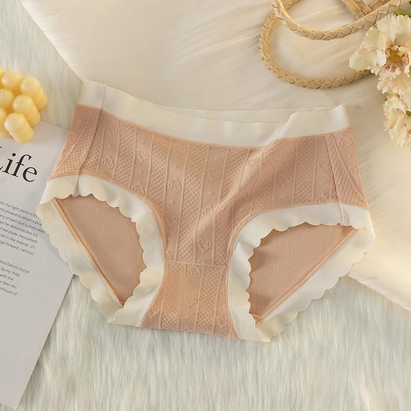 Pohodlné a prodyšné trojúhelníkové kalhoty do středního pasu bez pásů Dámské jemné žakárové spodní prádlo trojúhelníkové kalhoty