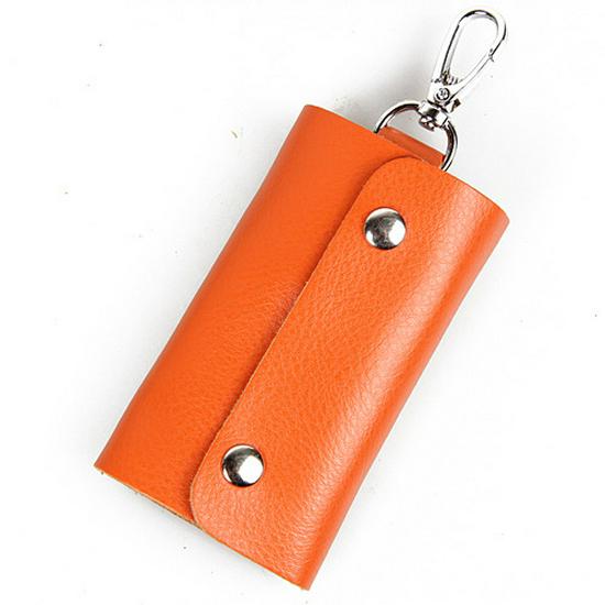 Candy Color Genuine Leather Key Bag - Unisex Cowhide Key Holder