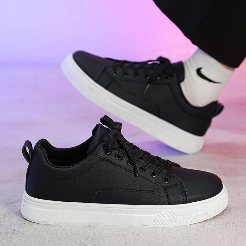 Men's shoes summer new breathable little white shoes platform black board shoes versatile work waterproof and non-slip pure black shoes men