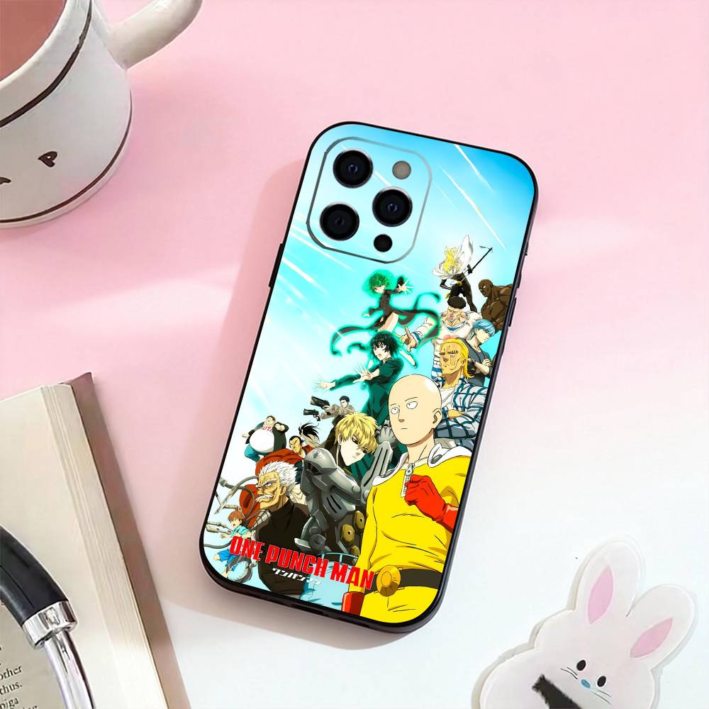 Anime O-One P-Punch Man  Phone Case For iPhone 17,16,15,14,13,12,11 Plus,Pro Max,Soft Silicone Black Cover