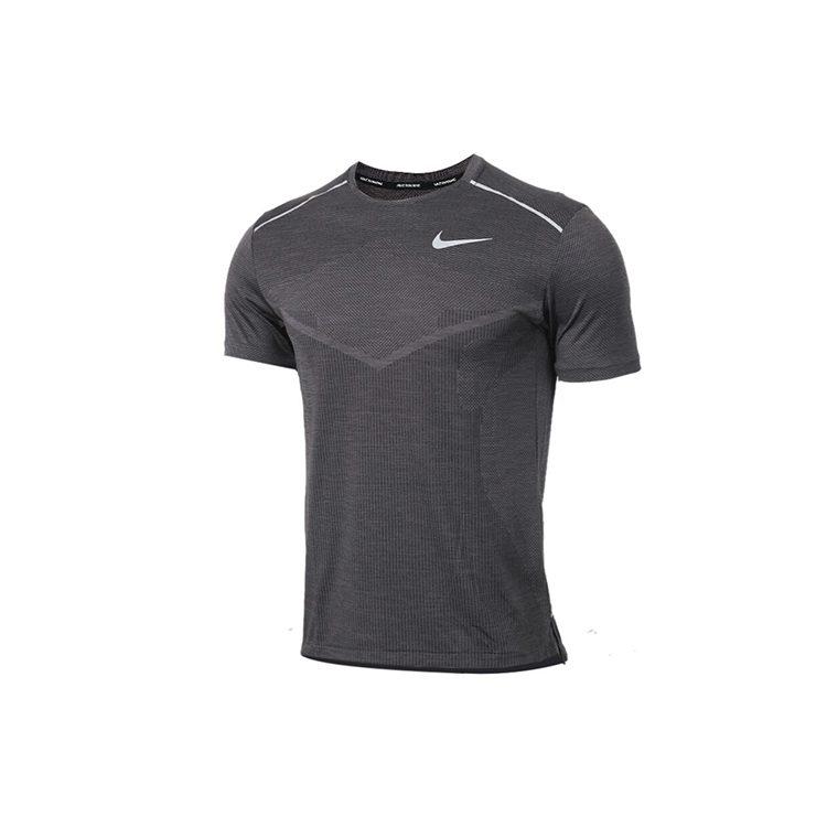 Nike T Shirts Men's Gray Crew Neck Moderate Straight Fit AJ7616-010