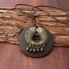 Leather Chain Wooden Pendant Necklace Boho Clothing Pendant Vintage Necklace  for Women Men
