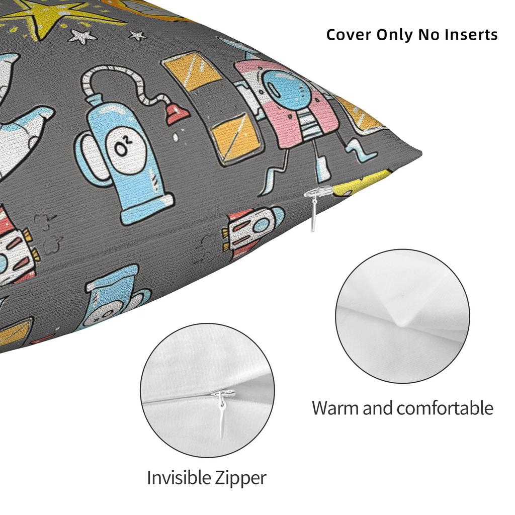 Astronaut & Rocket & Planets Pillow Cover Novelty Pillow Case For Living Room Sofa Comfy Pillowcases Birthday Present