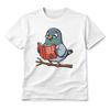Funny Pigeon Reading Book Graphic T-Shirt How To Poop On People Unisex Tee