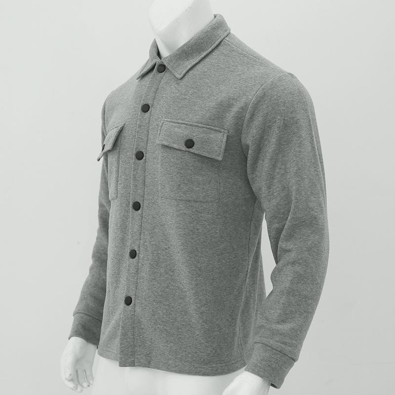 Men S Casual Slim Fit Single Breasted Collared Long Sleeve Solid Color Warm Jacket