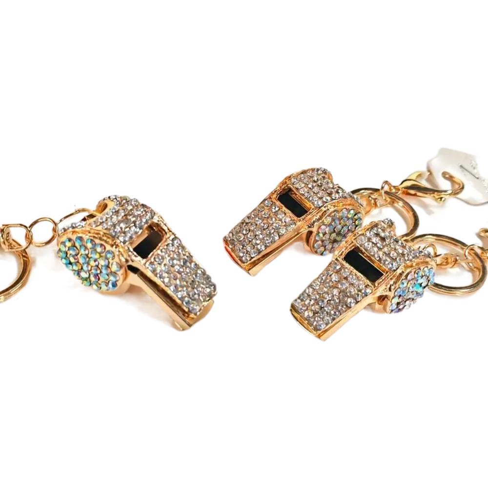 

Diamonds Whistle Pendant Key Chain Wear-resistant Whistle Shaped Keyring Bag Pendant
