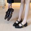 Loafers with A Single Shallow Opening, New Style, Retro Square-toe Leather Shoes