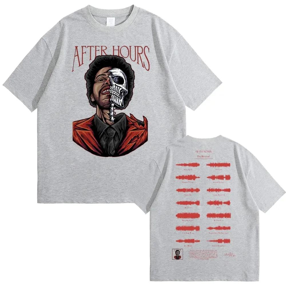 Rapper The Weeknd After Hours Graphic Tshirt Skeleton Streetwear Men Women Hip Hop Oversized T-shirts Men's Fashion Vintage Tees