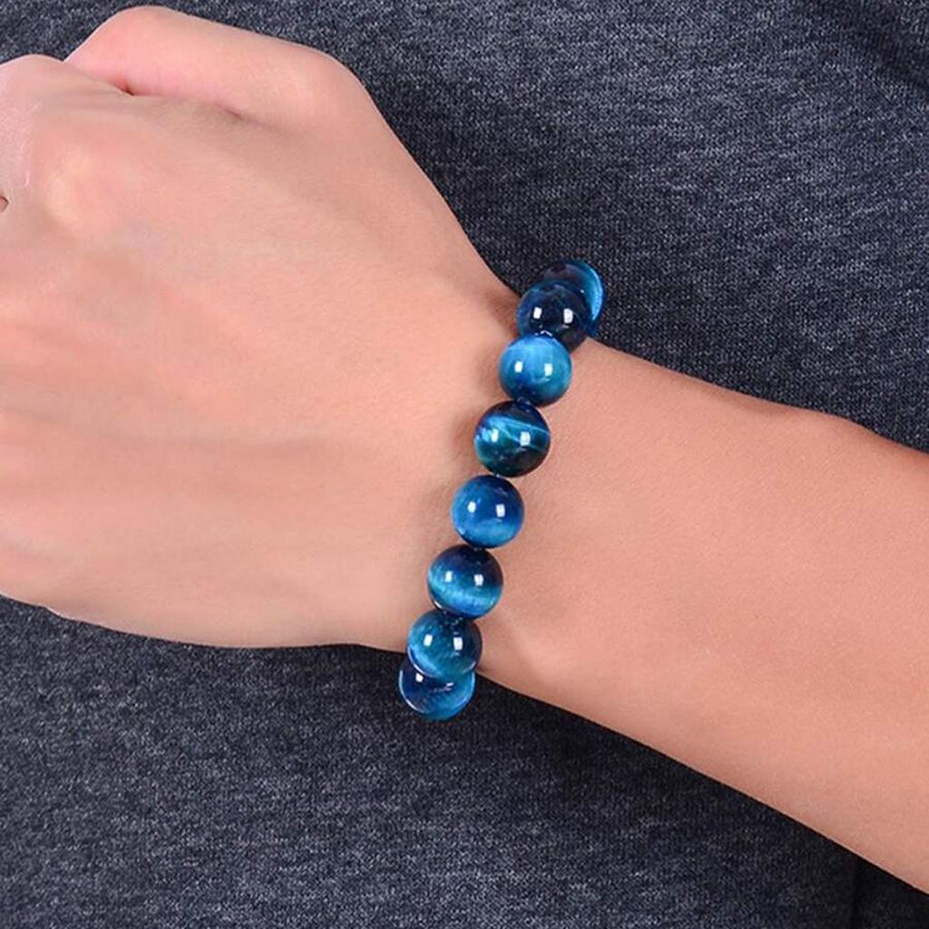 Minimalist Blue Tiger Eye Stone Beaded Bracelet Natural Stone Round Beads Bracelet For Daily Decoration