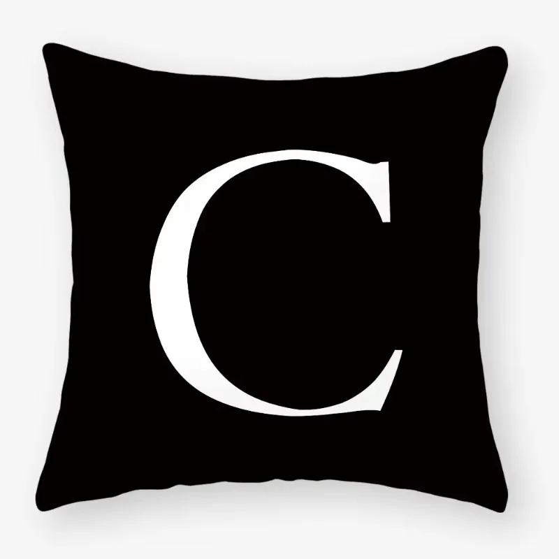 Black White Letters Sofa Decorative Cushion Cover Pillow Pillowcase Polyester 45*45Cm Throw Pillow Home Decor Pillowcover