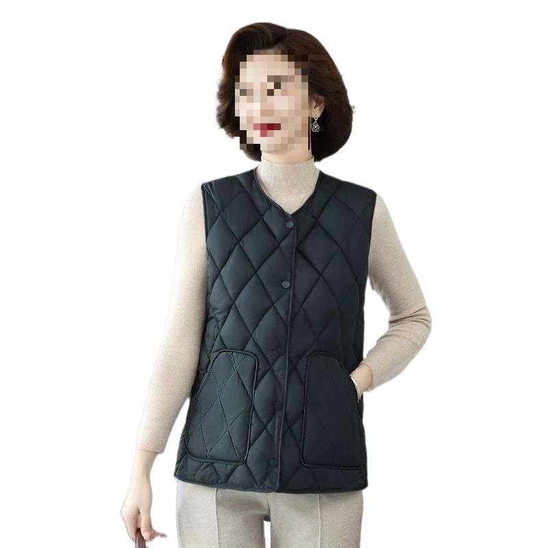 Stylish Plus Size Sleeveless Cardigan—Warm & Lightweight for Middle-Aged & Elderly, Fall/Winter Wear