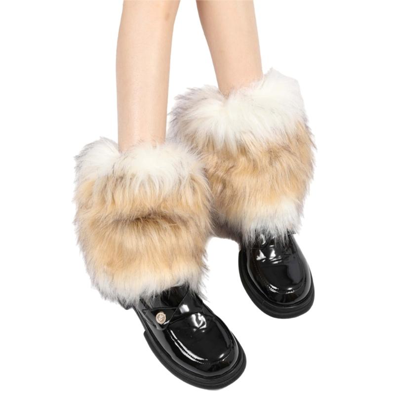 Women's Fashionable Plush Leg Warmers for Adding Warmth Cold Weather Thermal Fuzzy Furry Boot Covers Footless Socks