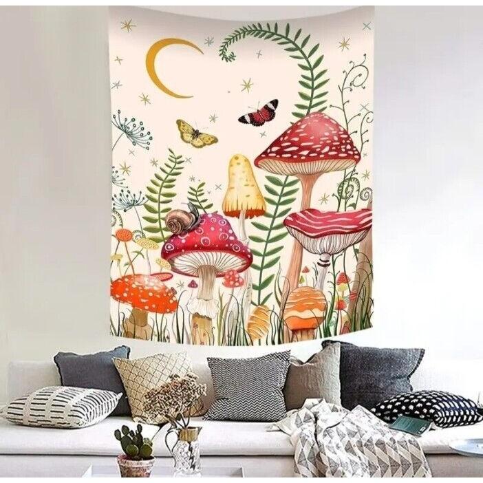Tapestry full mushroom hippie boho art 75x100