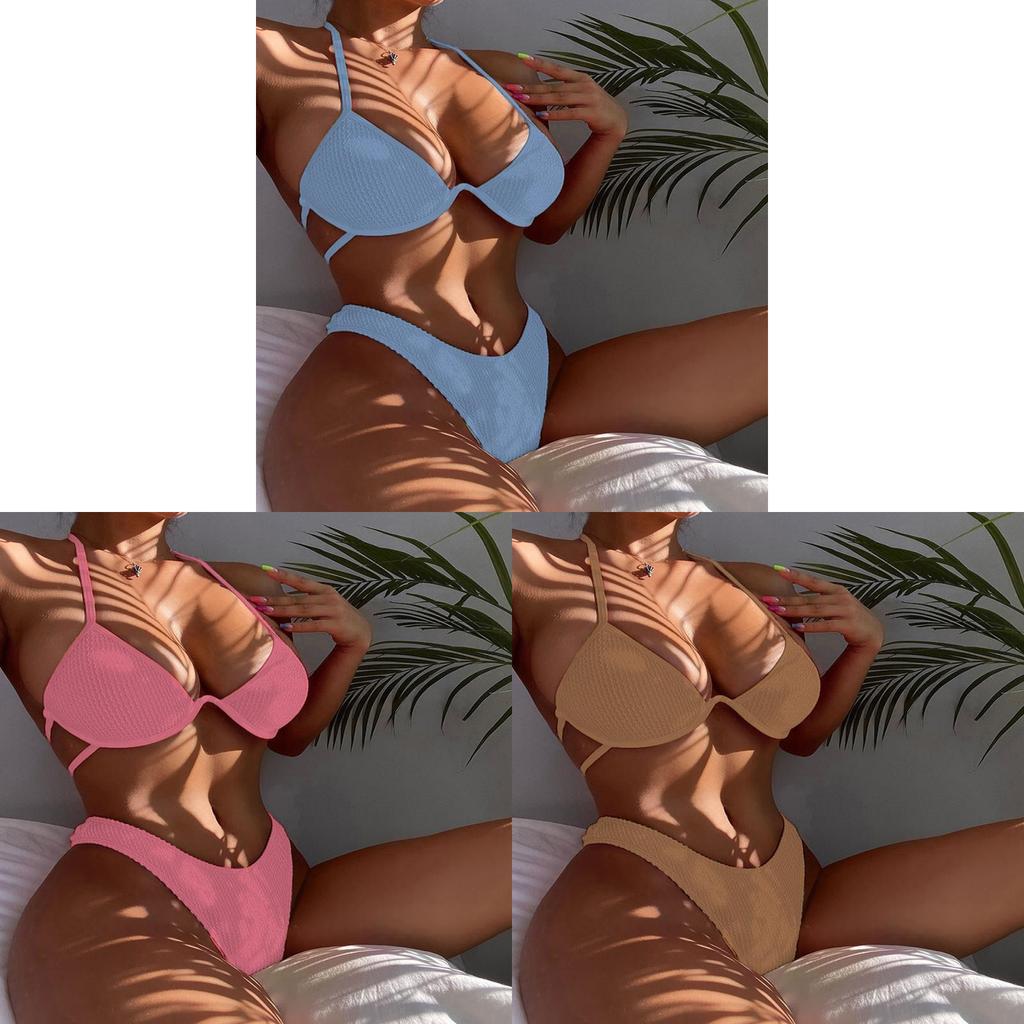 Women Backless Bikini Set With Steel Underwire And Nylon Fabric For Swimming And Water Sports