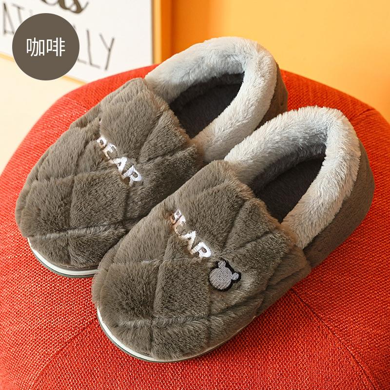 Cotton slippers winter bag and indoor household warm and non-slip household plush cotton shoes winter