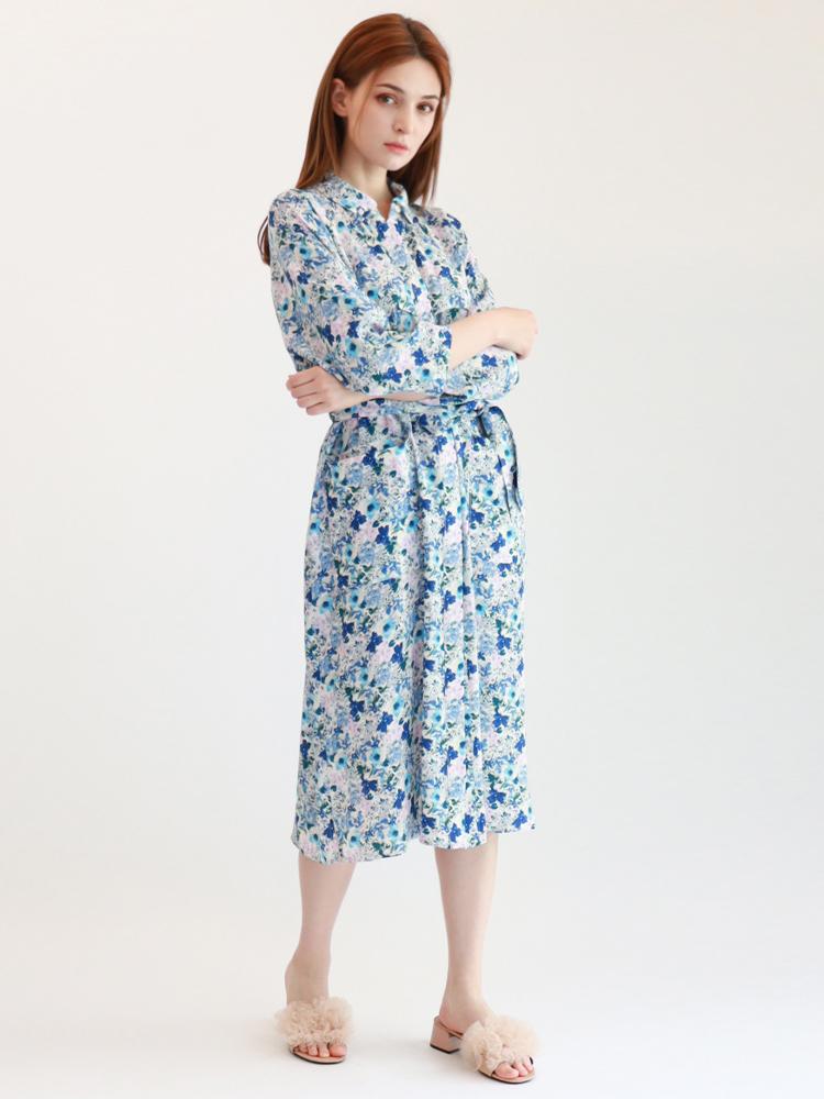 Montis Sun Pocket Long Shirt Dress Blue
