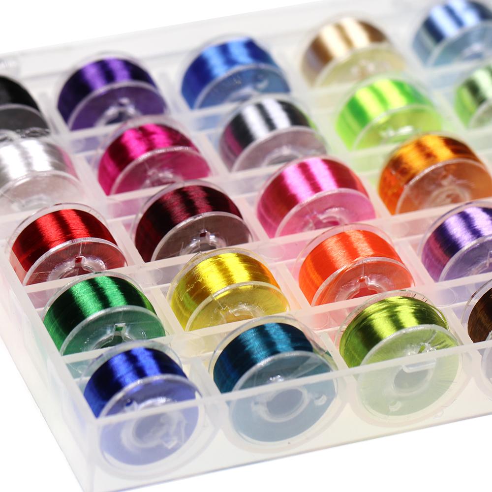 Kylebooker 25pcs Assorted 200D Fly Tying Thread for Size 6-14 Flies Fly Fishing Lure Making Material & Bi-ceramic Tip Bobbin Holder