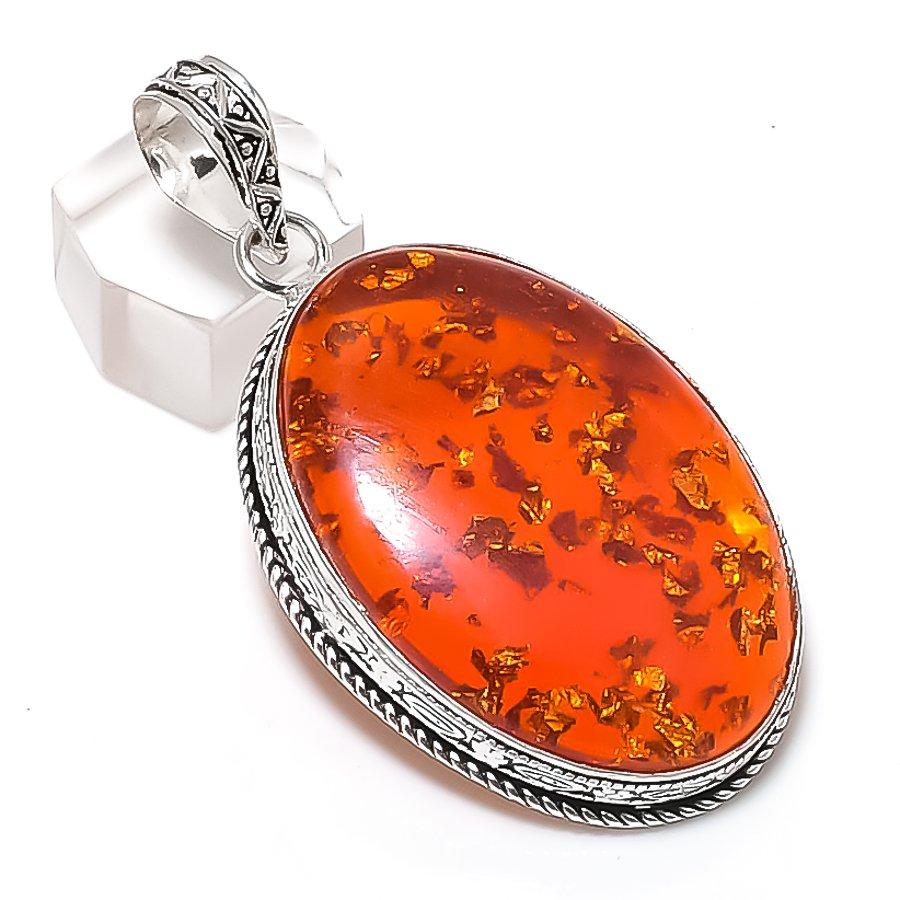 

Natural Baltic Amber Gemstone 925 Sterling Silver Jewelry Pendant 2.56 r9A35