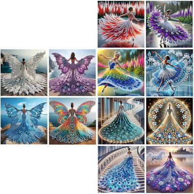 4pcs 5D DIY Partial Special Shaped Drill Diamond Painting Kit Girl Decor 30x30cm