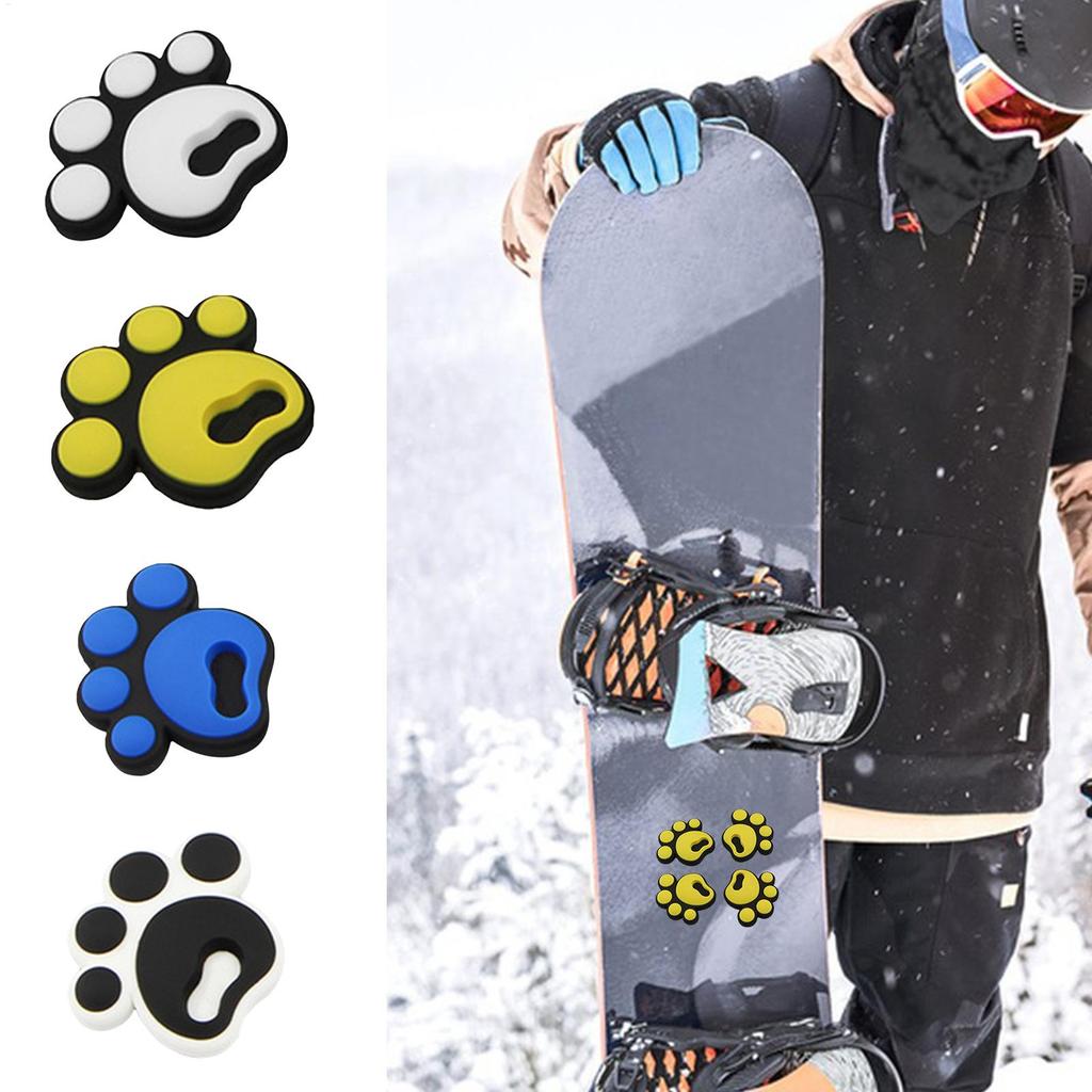 4pcs Snowboard Stomp Pad Self Adhesive High Grip Traction Mat Footprint Shape for Ski Board Control Skis Snowboarding