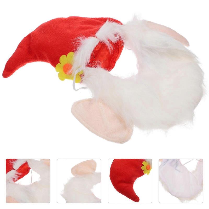Knitting Christmas Pet Hat for Decoration 2Pcs Red Pet Headwear