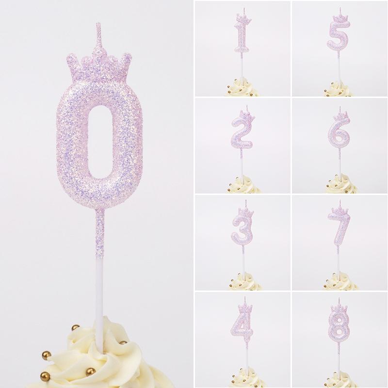 Purple Pink 0-9 Number Candle Kpop Birthday Cake Decorations Party Cake Candle Ornament K-pop Accessories