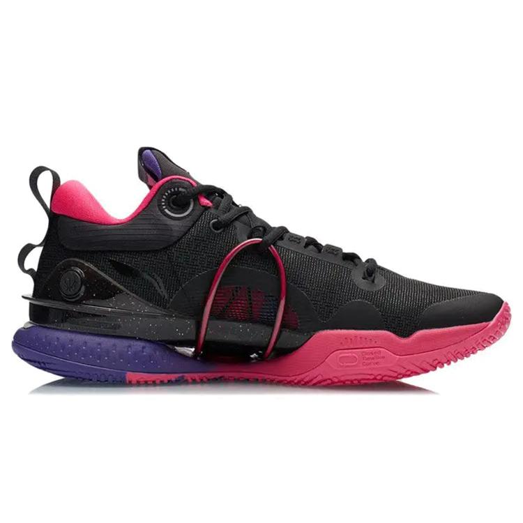 New LINING Speed 8 Basketball Shoes Men Low Top Black/Pink/Purple ABAR071-2