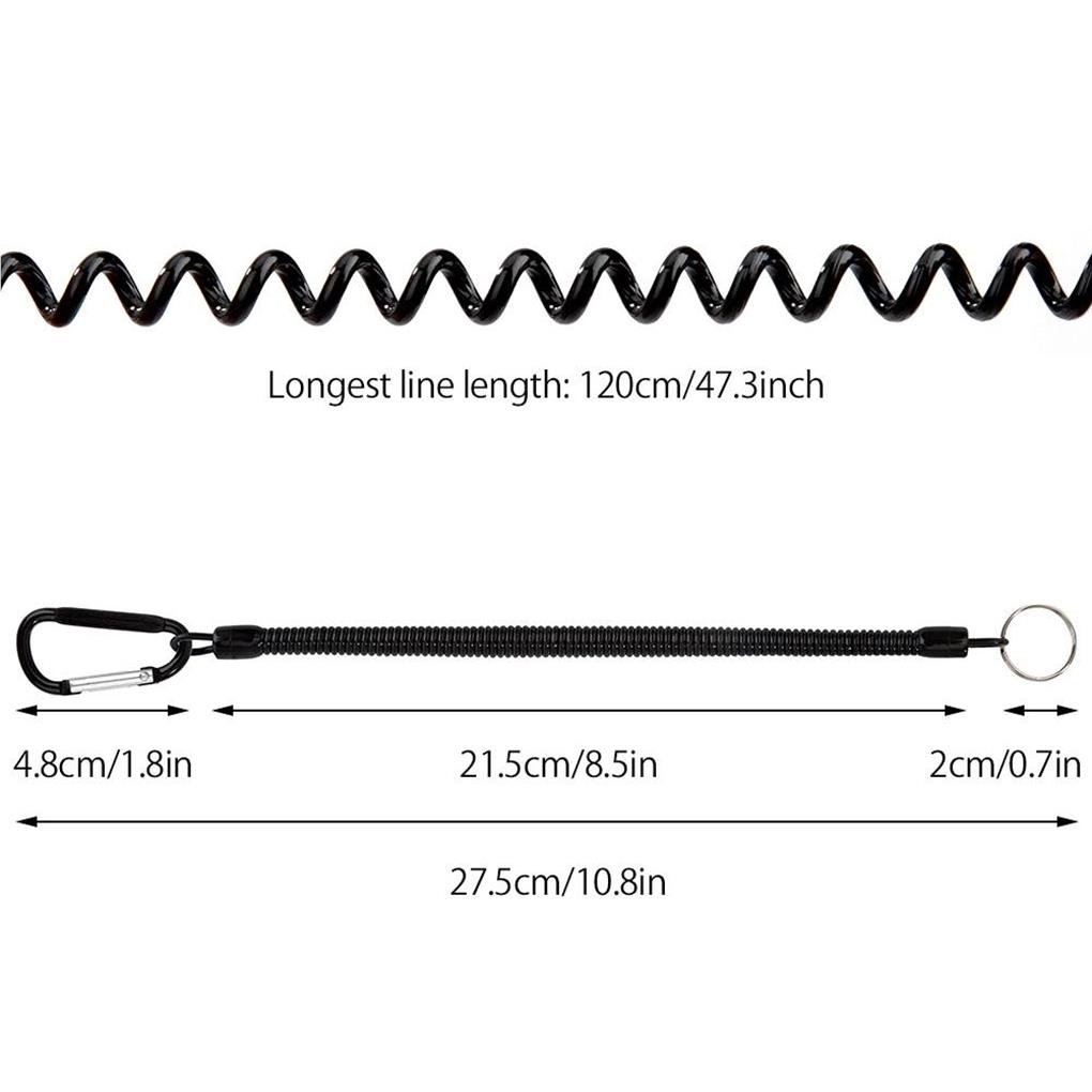 4 Pieces Fishing Lanyards Spring Ropes Anti-Lost Spiral Key Ring Climbing